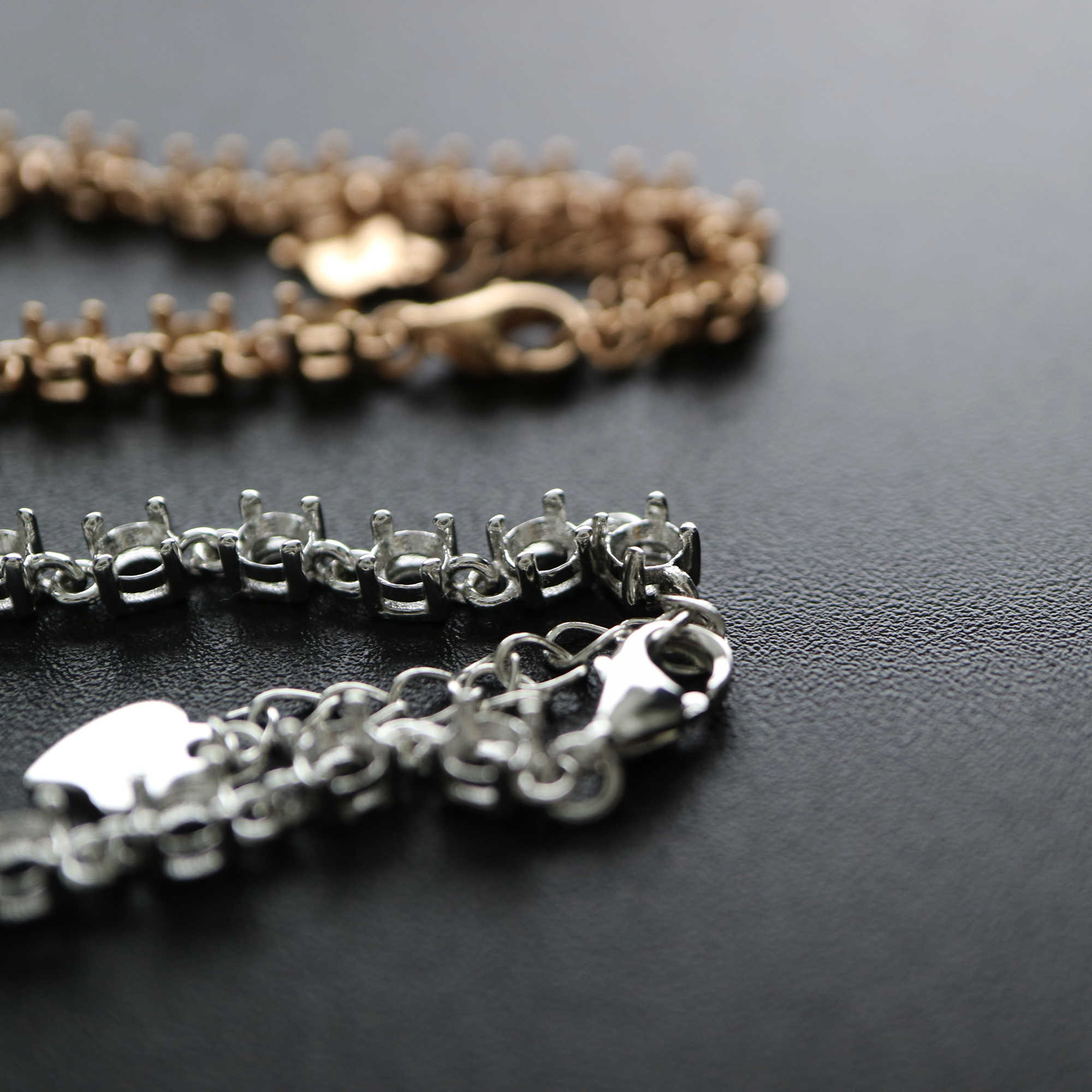1Pcs 3MM Round Bezel Tennis Chain Mounting 27 Gemstones Cz Stone Solid 925 Sterling Silver Prong Bracelet Settings 1900214 - Click Image to Close
